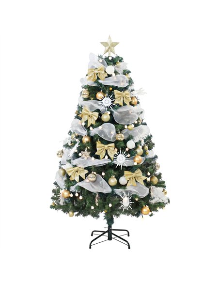 HOMCOM 5ft Pre-Lit Christmas Tree with 150 LED Lights, Artificial Xmas Tree with 8 Lighting Modes, 450 Tips, Remote, Green - pic 211480 | FastDaddyshop