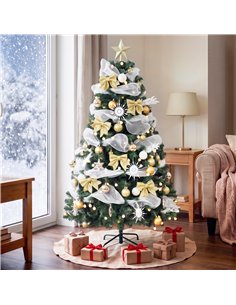 HOMCOM 5ft Pre-Lit Christmas Tree with 150 LED Lights, Artificial Xmas Tree with 8 Lighting Modes, 450 Tips, Remote, Green 2