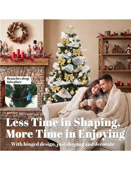 HOMCOM 5ft Pre-Lit Christmas Tree with 150 LED Lights, Artificial Xmas Tree with 8 Lighting Modes, 450 Tips, Remote, Green - pic 211486 | FastDaddyshop