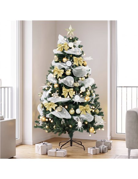 HOMCOM 5ft Pre-Lit Christmas Tree with 150 LED Lights, Artificial Xmas Tree with 8 Lighting Modes, 450 Tips, Remote, Green - pic 211487 | FastDaddyshop