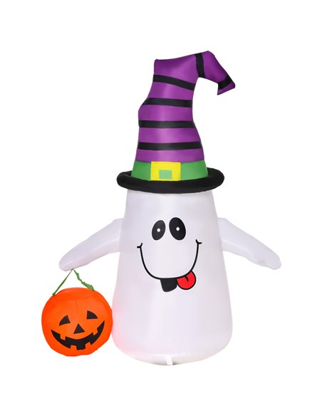 HOMCOM 1.2m Witch Ghost Halloween Inflatable Decoration w/ LED Lights Fan Accessories Pumpkin Lantern Kids Adult Fun Weather-Res - pic 211489 | FastDaddyshop