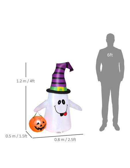 HOMCOM 1.2m Witch Ghost Halloween Inflatable Decoration w/ LED Lights Fan Accessories Pumpkin Lantern Kids Adult Fun Weather-Res - pic 211491 | FastDaddyshop