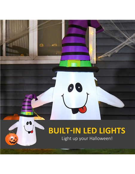 HOMCOM 1.2m Witch Ghost Halloween Inflatable Decoration w/ LED Lights Fan Accessories Pumpkin Lantern Kids Adult Fun Weather-Res - pic 211493 | FastDaddyshop