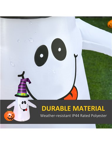HOMCOM 1.2m Witch Ghost Halloween Inflatable Decoration w/ LED Lights Fan Accessories Pumpkin Lantern Kids Adult Fun Weather-Res