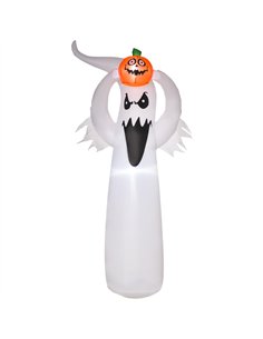 HOMCOM 6FT 1.8m LED Halloween Inflatable Decoration Floating Ghost & Pumpkin Party Outdoors Yard Lawn
