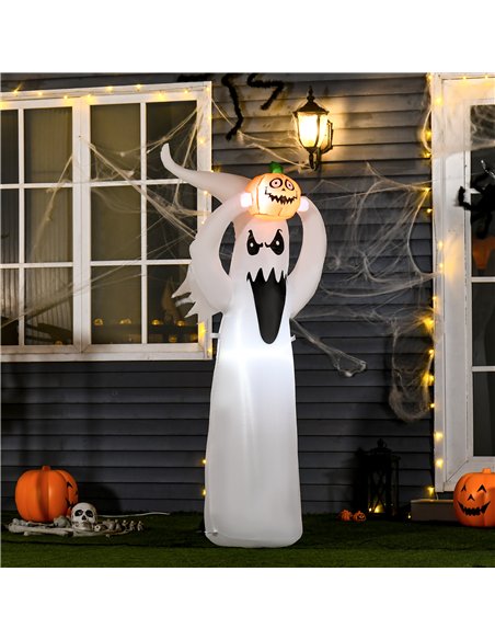 HOMCOM 6FT 1.8m LED Halloween Inflatable Decoration Floating Ghost & Pumpkin Party Outdoors Yard Lawn - pic 211499 | FastDaddyshop