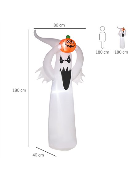 HOMCOM 6FT 1.8m LED Halloween Inflatable Decoration Floating Ghost & Pumpkin Party Outdoors Yard Lawn - pic 211500 | FastDaddyshop