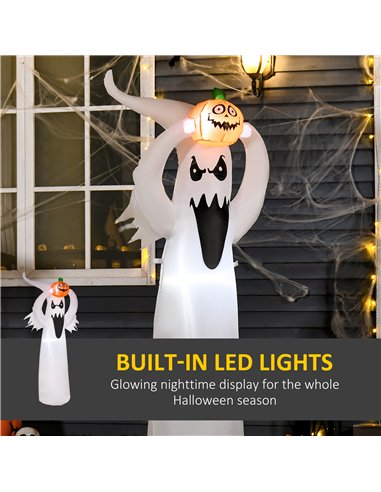 HOMCOM 6FT 1.8m LED Halloween Inflatable Decoration Floating Ghost & Pumpkin Party Outdoors Yard Lawn