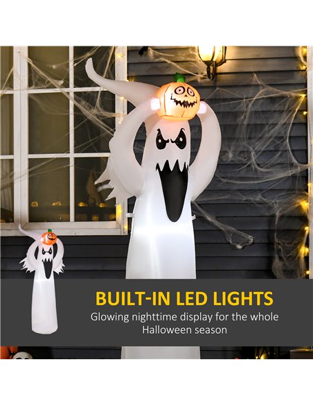 HOMCOM 6FT 1.8m LED Halloween Inflatable Decoration Floating Ghost & Pumpkin Party Outdoors Yard Lawn - pic 211501 | FastDaddyshop