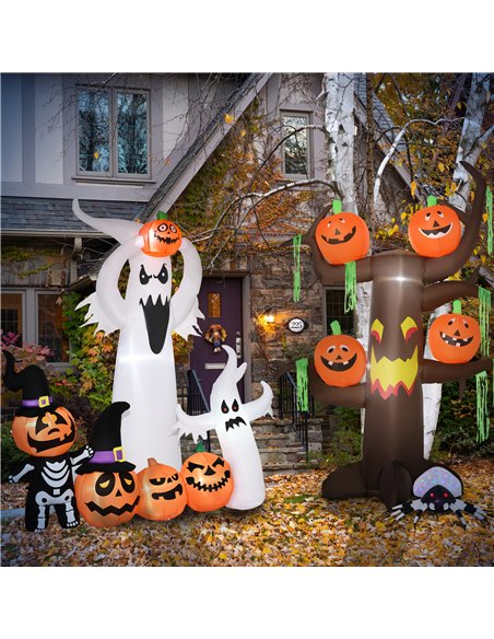 HOMCOM 6FT 1.8m LED Halloween Inflatable Decoration Floating Ghost & Pumpkin Party Outdoors Yard Lawn - pic 211506 | FastDaddyshop