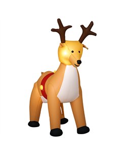HOMCOM 6ft Christmas Inflatable Reindeer Decoration Xmas Indoor Outdoor Fun w/ Lights Accessories Holiday Blow Up Decor Animal