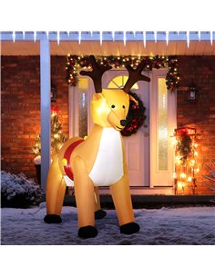 HOMCOM 6ft Christmas Inflatable Reindeer Decoration Xmas Indoor Outdoor Fun w/ Lights Accessories Holiday Blow Up Decor Animal 2