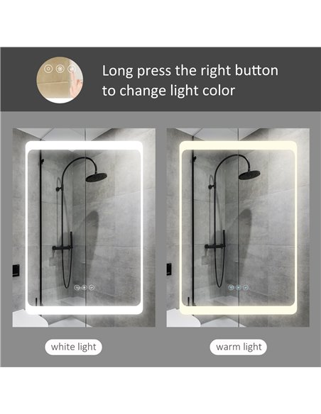 Kleankin LED Illuminated Bathroom Mirror Cabinet with LED Lights, Shelves, Touch Switch, Silver - pic 21152 | FastDaddyshop