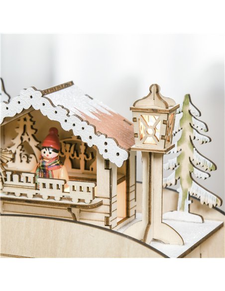 HOMCOM Christmas Advent Calendar, 2021 Light up Table Xmas Wooden Sleigh Holiday Decoration with Countdown Drawer, Village, for  - pic 211524 | FastDaddyshop