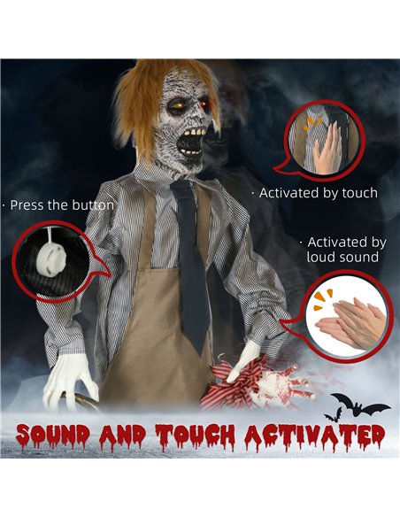 HOMCOM 5.5ft Life Size Halloween Animatronic Standing Chainsaw Killer, with Light Up Eyes, Sound Activated Moving Body, Scary Ha - pic 211530 | FastDaddyshop
