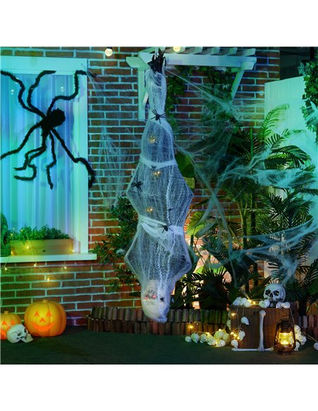 HOMCOM 4.7ft Life Size Outdoor Halloween Decoration Hanging Mummy with Spider Web, Animated Prop Decor with Sound and Motion Act - pic 211535 | FastDaddyshop