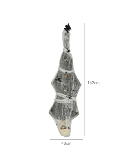 HOMCOM 4.7ft Life Size Outdoor Halloween Decoration Hanging Mummy with Spider Web, Animated Prop Decor with Sound and Motion Act - pic 211536 | FastDaddyshop