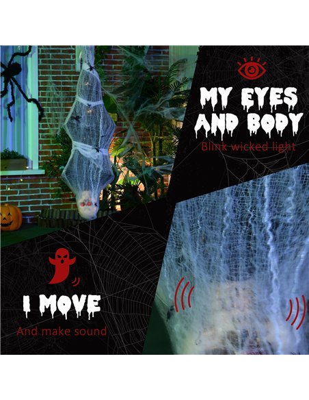 HOMCOM 4.7ft Life Size Outdoor Halloween Decoration Hanging Mummy with Spider Web, Animated Prop Decor with Sound and Motion Act - pic 211538 | FastDaddyshop