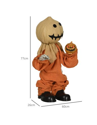 HOMCOM 77cm Halloween Scarecrow Decoration, Outdoor Activated Prop with Light Up Eyes, Sound Activated