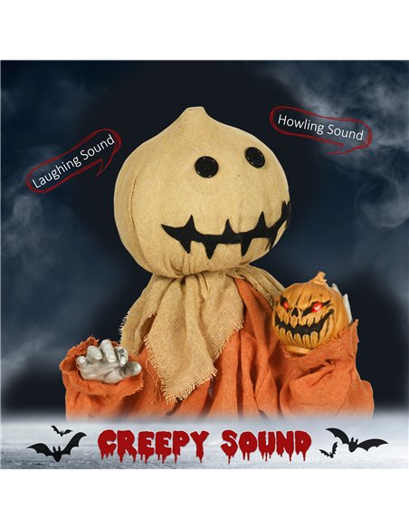 HOMCOM 77cm Halloween Scarecrow Decoration, Outdoor Activated Prop with Light Up Eyes, Sound Activated - pic 211546 | FastDaddyshop