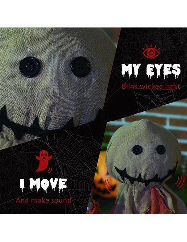 HOMCOM 77cm Halloween Scarecrow Decoration, Outdoor Activated Prop with Light Up Eyes, Sound Activated