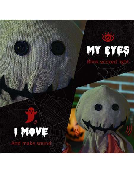 HOMCOM 77cm Halloween Scarecrow Decoration, Outdoor Activated Prop with Light Up Eyes, Sound Activated - pic 211547 | FastDaddyshop