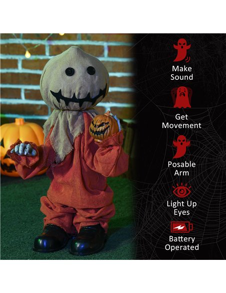 HOMCOM 77cm Halloween Scarecrow Decoration, Outdoor Activated Prop with Light Up Eyes, Sound Activated - pic 211549 | FastDaddyshop