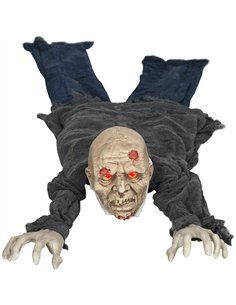 HOMCOM 5.2ft Life Size Outdoor Halloween Decoration Crawling Zombie, Animated Prop Decor with Sound and Motion Activated, Light 