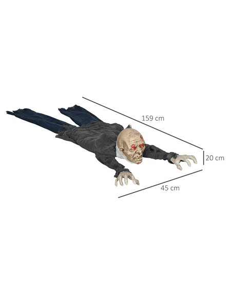 HOMCOM 5.2ft Life Size Outdoor Halloween Decoration Crawling Zombie, Animated Prop Decor with Sound and Motion Activated, Light  - pic 211554 | FastDaddyshop
