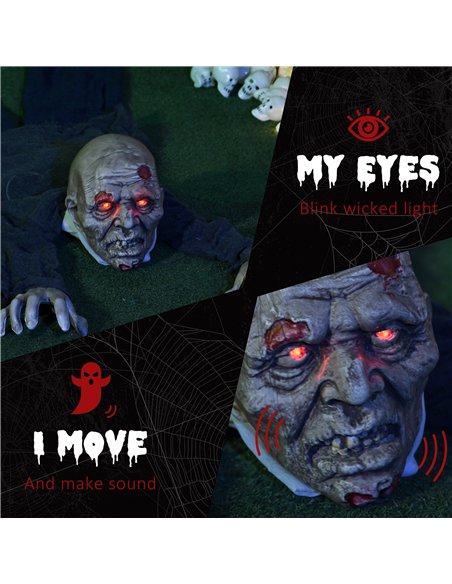 HOMCOM 5.2ft Life Size Outdoor Halloween Decoration Crawling Zombie, Animated Prop Decor with Sound and Motion Activated, Light  - pic 211556 | FastDaddyshop