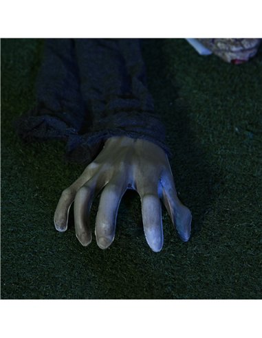 HOMCOM 5.2ft Life Size Outdoor Halloween Decoration Crawling Zombie, Animated Prop Decor with Sound and Motion Activated, Light 
