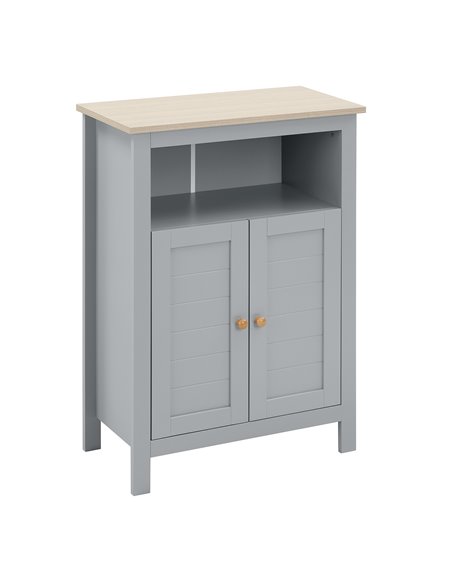 Kleankin Bathroom Free Standing Storage Cabinet with Double-door Design, Grey - pic 21156 | FastDaddyshop