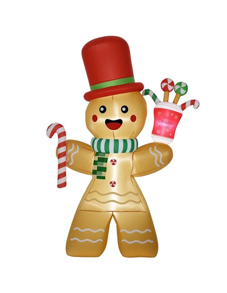 HOMCOM 7.5ft Christmas Inflatable Gingerbread Man with Candy Cane, Blow-Up Outdoor Garden Display for Lawn, Party - pic 211561 | FastDaddyshop