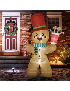 HOMCOM 7.5ft Christmas Inflatable Gingerbread Man with Candy Cane, Blow-Up Outdoor Garden Display for Lawn, Party 2