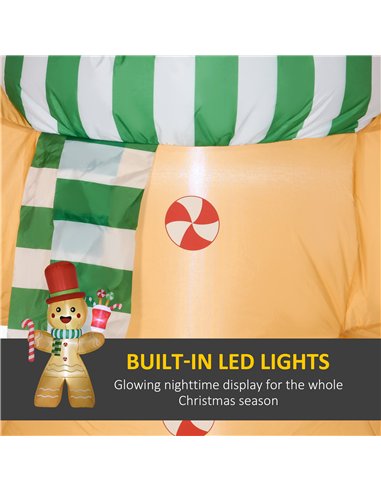 HOMCOM 7.5ft Christmas Inflatable Gingerbread Man with Candy Cane, Blow-Up Outdoor Garden Display for Lawn, Party
