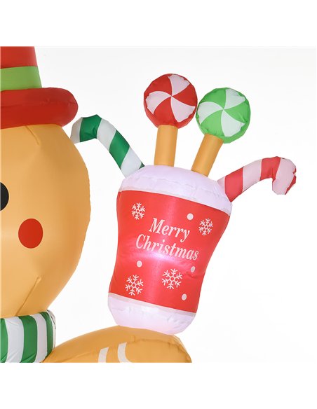 HOMCOM 7.5ft Christmas Inflatable Gingerbread Man with Candy Cane, Blow-Up Outdoor Garden Display for Lawn, Party - pic 211568 | FastDaddyshop