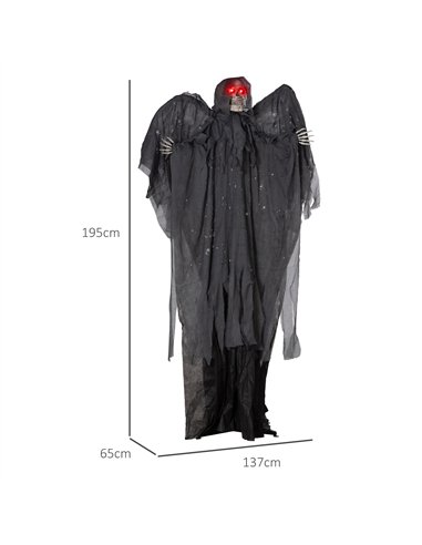 HOMCOM 6.3" Grim Reaper Halloween Animatronic, with Glowing Eyes