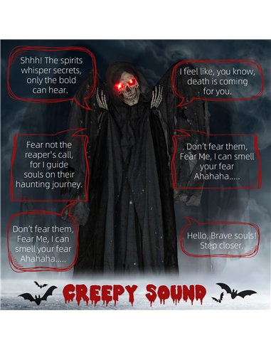 HOMCOM 6.3" Grim Reaper Halloween Animatronic, with Glowing Eyes