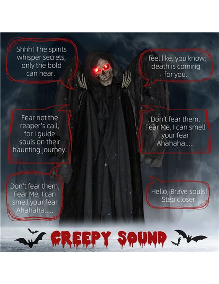 HOMCOM 6.3" Grim Reaper Halloween Animatronic, with Glowing Eyes - pic 211573 | FastDaddyshop