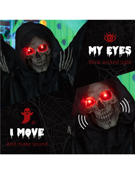 HOMCOM 6.3" Grim Reaper Halloween Animatronic, with Glowing Eyes - pic 211574 | FastDaddyshop
