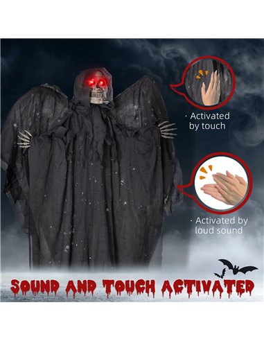 HOMCOM 6.3" Grim Reaper Halloween Animatronic, with Glowing Eyes