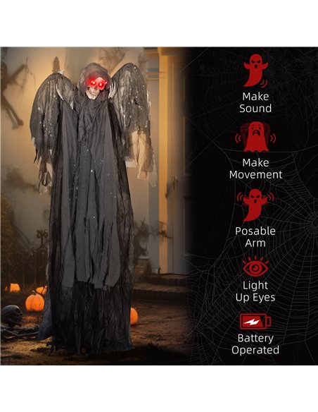 HOMCOM 6.3" Grim Reaper Halloween Animatronic, with Glowing Eyes - pic 211576 | FastDaddyshop