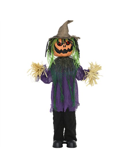 HOMCOM 3'6" Pumpkin Scarecrow Halloween Animatronic, with Glowing Eyes - pic 211579 | FastDaddyshop