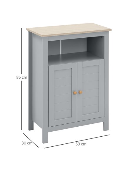Kleankin Bathroom Free Standing Storage Cabinet with Double-door Design, Grey - pic 21158 | FastDaddyshop