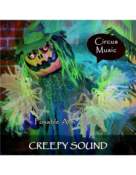 HOMCOM 3'6" Pumpkin Scarecrow Halloween Animatronic, with Glowing Eyes - pic 211582 | FastDaddyshop