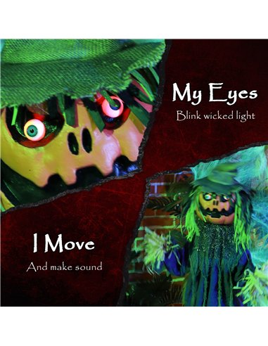 HOMCOM 3'6" Pumpkin Scarecrow Halloween Animatronic, with Glowing Eyes