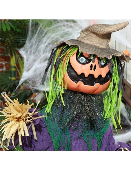 HOMCOM 3'6" Pumpkin Scarecrow Halloween Animatronic, with Glowing Eyes - pic 211587 | FastDaddyshop