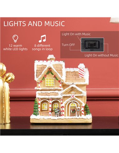 HOMCOM Gingerbread House Light & Music Christmas Decoration