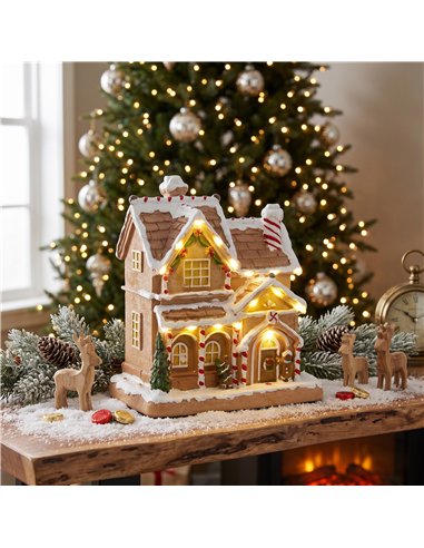HOMCOM Gingerbread House Light & Music Christmas Decoration