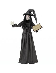 HOMCOM 180cm Life Size Animated Witch Halloween Decorations Outdoor Indoor, Scary Halloween Animatronics Decor